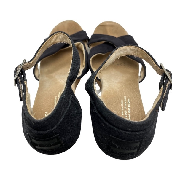 TOMS Cork Wedge Ankle Strap Platform Sandals High Heels Criss Cross Shoes sz 10 - Picture 7 of 16